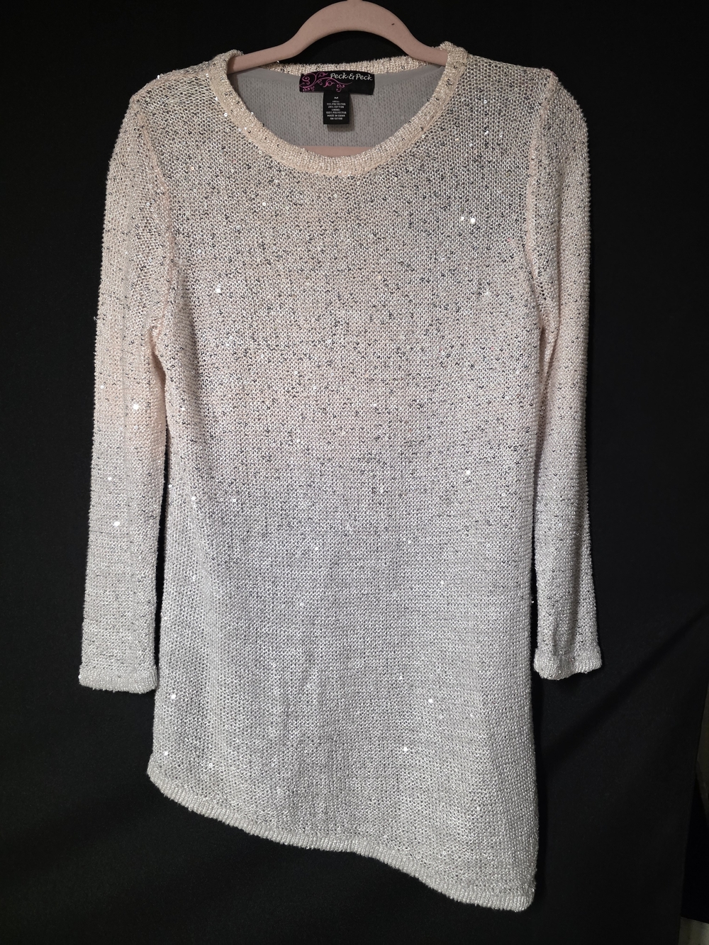 Peck & Peck Blush Sequin Long-Sleeve Tunic Dress